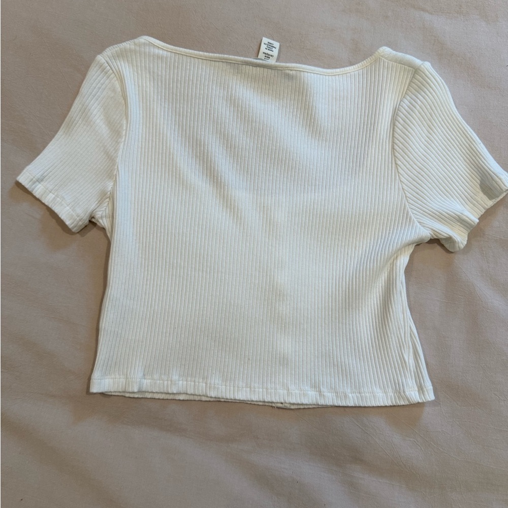 Women's Cream Ribbed Button-Up Top - Picture 2 of 2